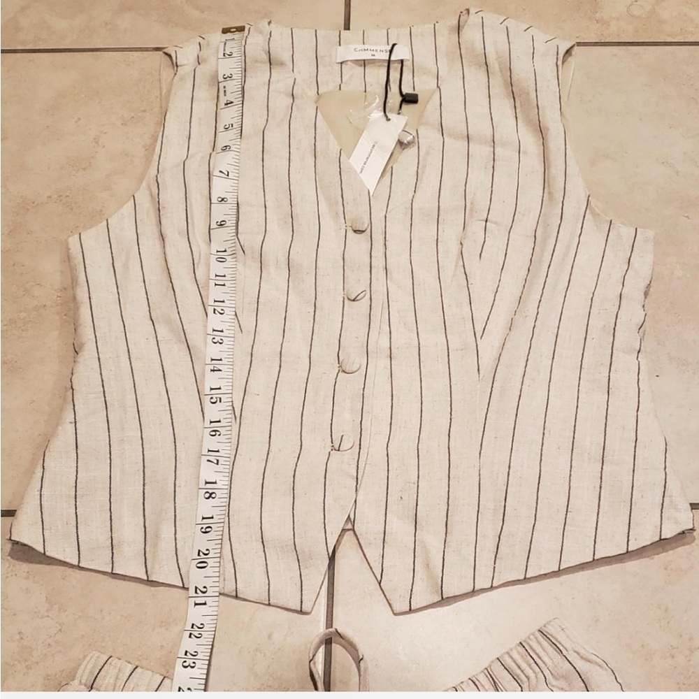 Commense striped sleeves vest and pants set - Picture 6 of 8